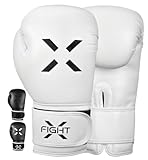 FightX Professional Boxing Gloves Men Women – Pro Training Sparring Gloves, Heavy Bag, MMA Kickboxing Muay Thai Gloves – Hook & Loop with Wrist Support – 14 Oz Guantes de Boxeo (6 10 12 16 Oz) (W/B)