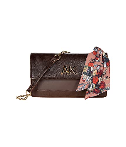 ANNE KLEIN EW Flap Crossbody with AK HW, Midnight Chocolate/Midnight Chocolate/Midnight Chocolate