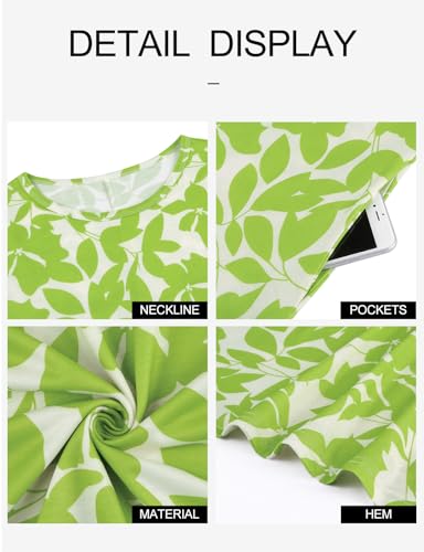 Image of Tanst Sky Womens Casual Round Neck Plus Size Floral Tunic Shirt Dress with Pockets