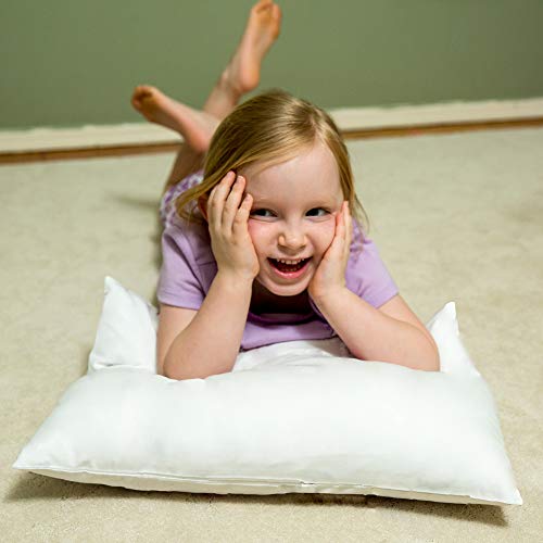 Image of Toddler Kids Pillowcase for Boys and Girls - White - Two Pack - 100% Twill Cotton - 13x18 Shrinks to fit - Envelope Style Closure - Machine Washable Soft Travel Size