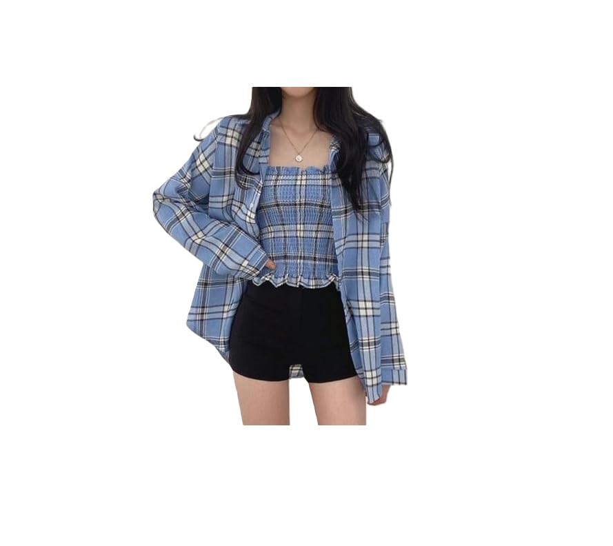 Umra Collection Women Checked Shirt Top Designed for Regular Daily Use Comfortable Easy Casual Fashion Look-picture-39