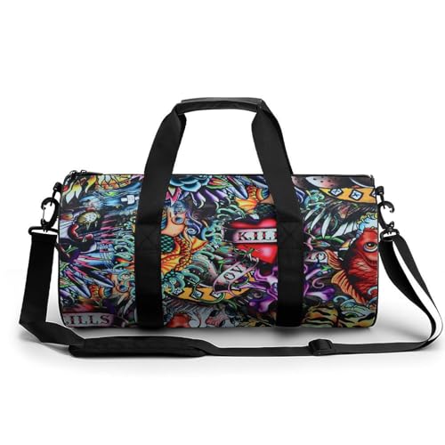 Sac de sport tête de mort sirène duffel bag voyage camping