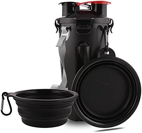 Guardians Dog Travel Water Bottle Collapsible Bowls, 2 in 1 Pet Food Container with Collapse Bowls, Outdoor Portable Water Bowls for Walking, Traveling, Camping and Hiking (Black) Guardians Dog Travel Water Bottle Collapsible Bowls, 2 in 1 Pet Food Container with Collapse Bowls, Outdoor Portable Water Bowls for Walking, Traveling, Camping and Hiking (Black)