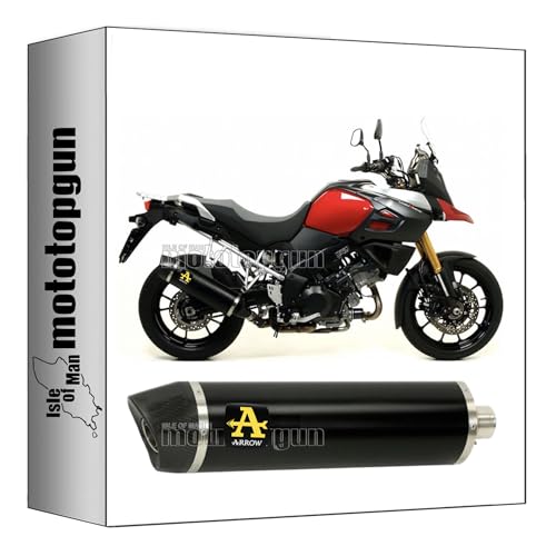 Tubo de escape Arrow homologado de aluminio negro y carbono para Suzuki V-Strom 1000