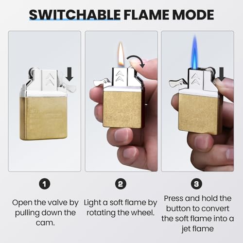 Encendedor metálico recargable con llama ajustable miniatura 2