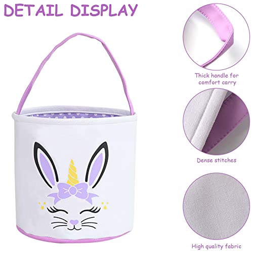 Image of Easter Basket Bags, WOVTE Bunny Easter Basket, Easter Eggs /Gift Baskets for Kids, Bunny Bucket for Easter Eggs,Toys, Candy,Gifts (Purple)