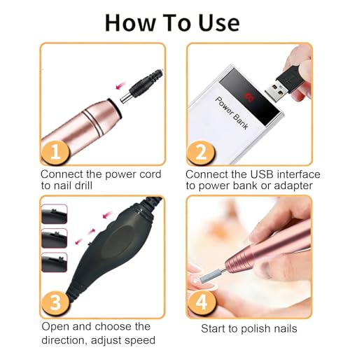 Cable cargador universal para taladro de uñas eléctrico miniatura 5