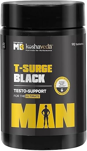 MuscleBlaze Koshaveda T-Surge Black (90 Tablets) | Testosterone Booster for Men | With 12 Ayurvedic Herbs - Ashwagandha, S...
