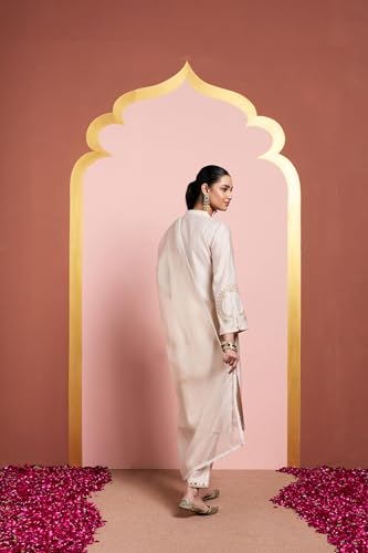 Image of Amazon Brand - Myx Women's Embroidered Kurta Pant Set with Organza Dupatta | Salwar Suit (Available in Plus Sizes)