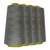 Schneidereibedarf Werner - 4 Rollen/Konen Overlock-Nähgarn/Overlockgarn - Polyester, 40/2 Stärke, 2743 Meter / 3000 Yards, für Näharbeiten, Quilten, Patchwork, Kleidung (grau (896))