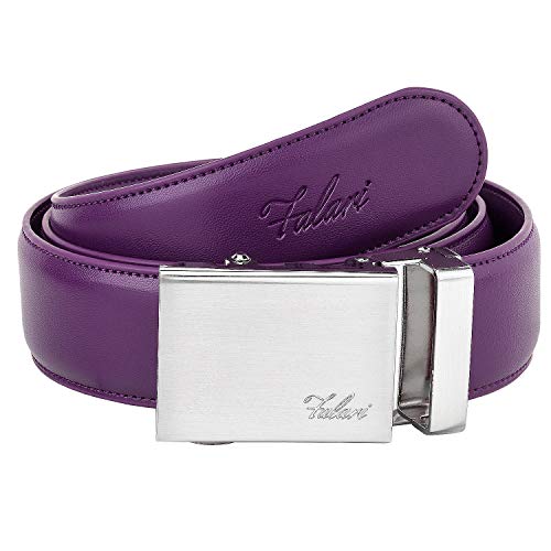 Image of Falari Men Unisex Genuine Leather Ratchet Dress and Casual Belt, Automatic Sliding Buckle, Trim to Fit