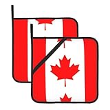 Quadratische Topflappen mit kanadischer Flagge, hitzebeständig, 20,3 x 20,3 cm: hochwertige Stoffe, verbrühungsfrei und leicht zu reinigen