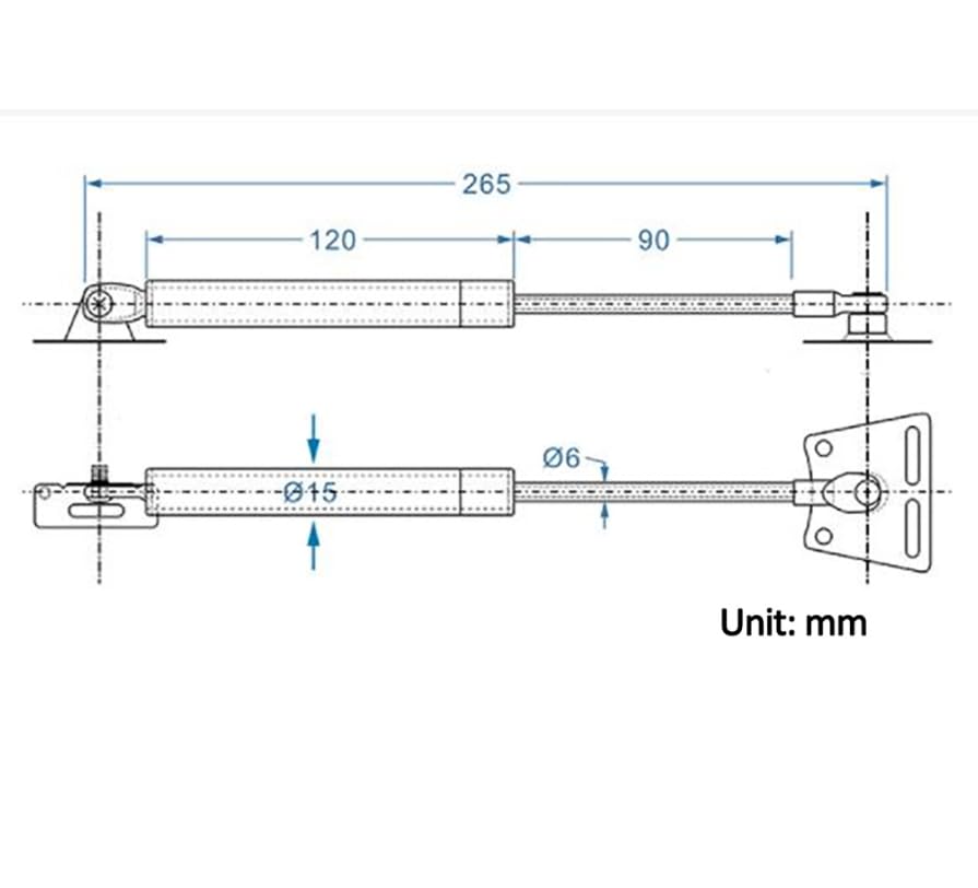 Lift Strut Stay Support Kit, Lot de 2 vérins à gaz for Couvercle de Levage 60N-300N(Rubber Core,100N)