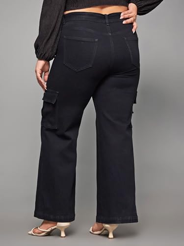 Image of Miss Chase A+ Women's High Rise Regular-Length Stretchable Denim Wide-Leg Shaping Jeans