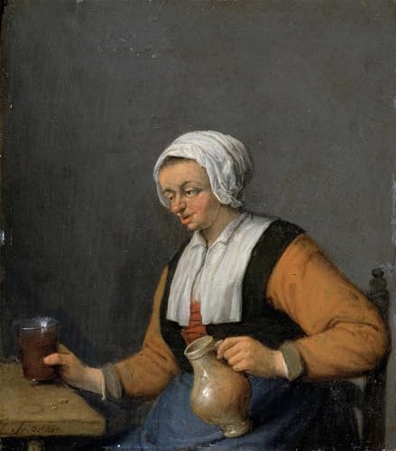Tableau femme avec cruche de bière Van Ostade decoration chambre 60x90cm