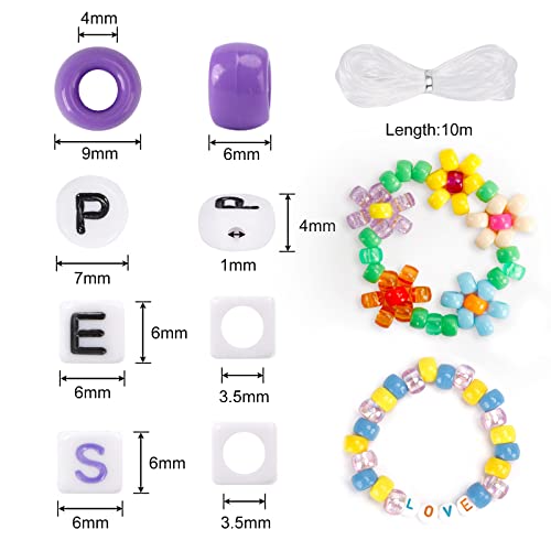 Quefe 3960Pcs Pony Beads For Bracelet Making Kit 48 Colors Kandi Beads Set, 2400Pcs Plastic Rainbow Bead Bulk And 1560Pcs Letter Beads With 20 Meter Elastic Threads For Craft Jewelry Necklace #TOP1