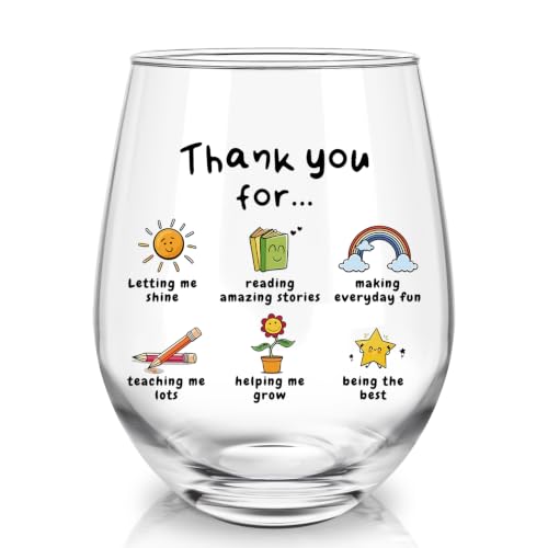 Image of Joymaking Wine Glass Teacher Gifts, Thank You Teacher Gifts, Thank You for Helping Me Grow, 520ml