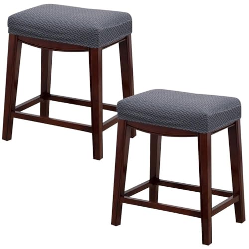 Stool Covers Rectangle 2/4 Pack, Stretch Rectangle Bar Stool Covers Elastic Vanity Stool Cover Chair Seat Slipcover Counter Stool Covers Saddle Seat Cover For Wooden Metal Bench(Dark Gray,Set of 2)