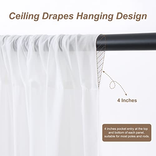 White Ceiling Drapes For Wedding 6 Panels 5Ftx10Ft Chiffon Arch Draping Fabric Sheer Curtains For Party Ceremony Swag Wedding Decorations #TOP3