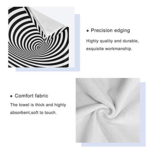 Magic 3D Black And White Swirl Bath Towel Set Luxury Decorative Set Of 3, 1 Bath Towel 1 Hand Towel 1 Washcloth Soft Multipurpose For For Bathroom Hotel Gym Yoga Spa #TOP3