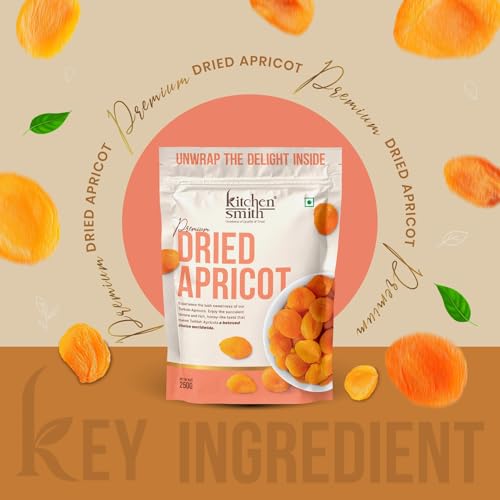 Image of KitchenSmith Dried Apricot - Pack of 2 (250gm Each) | Exotics Apricots Dry Fruits, Dry Apricot, Seedless Apricots & Jardalu | Naturally Sourced, No Added Sugar, Rich In Vitamins & Juicy