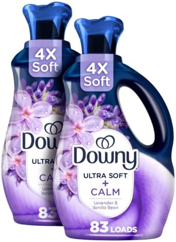 Downy Ultra Soft Fabric Softener Liquid, Calm, Lavender and Vanilla Bean, 56 fl oz, 83 Loads, Downy Fabric Softener, Laundry- Pack of 2