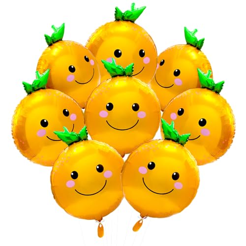 Cartoon Orange Citrus Balloon Cute Round Tangerine Decor Summer Citrus Party Supplies, 8 Pack Cute Fruit Tangerine Clementine Balloons Smile Mandarin Food Decoration For Birthday Baby Shower Wedding by Hokilands - Used condition - US$6.90
