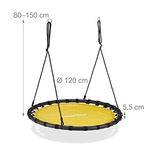 Nestschaukel 120 cm für Kinder und Erwachsene, verstellbar, gelb