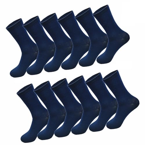 3 Pairs Women Solid Navy Fashion Cotton Casual Classic Crew Socks Size 9-11