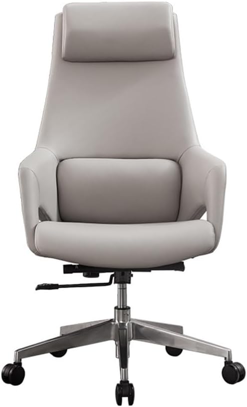 Leather Office Chair, Modern Executive Office Chair, Big and Tall Desk Chair Wide Seat, High Back PU Leather Ergonomic Computer with Adjustable Armrest, 360° Swivel Height (Color : Gray)