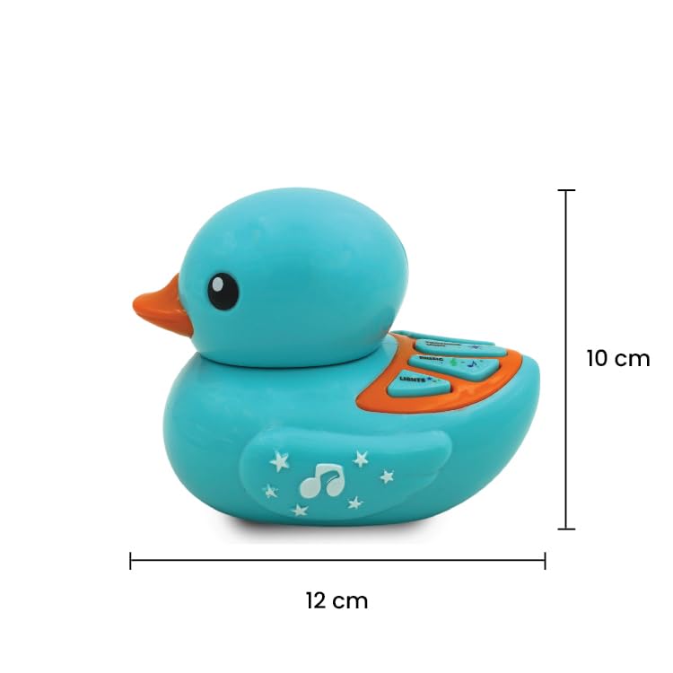 Image of Genie's Toy Bus Musical Learning Duck - Blue Color I Interactive Educational Toy with Lights and Sound I Fun Educational Learning Toys & Games I Portable Travel Art Toy for 4+ Months Kids