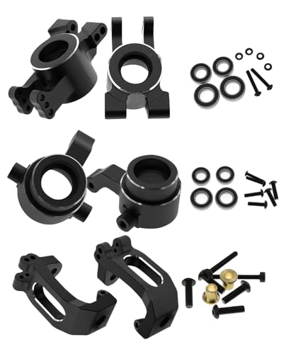 Rcarmumb Upgrades Part for 1/8 Sledge 4WD, Alloy Caster Block & Steering Blocks & Rear Stub Axle Carriers Hops up for Sledge 4WD Monster Truck #95076-4,Replace #9537,#9532,#9552,Black