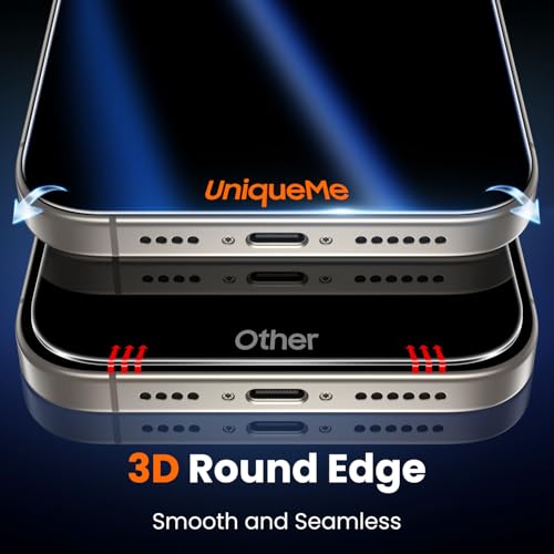 Image of UniqueMe for iPhone 15 Pro Max Blue Light Blocking Screen Protector, 2 Pack | 6.7 inch, Anti-blue Light, Eye Protection, Bubble-Free, Tempered Glass, 9H+ Hardness, 3D Full-coverage, Easy Installation
