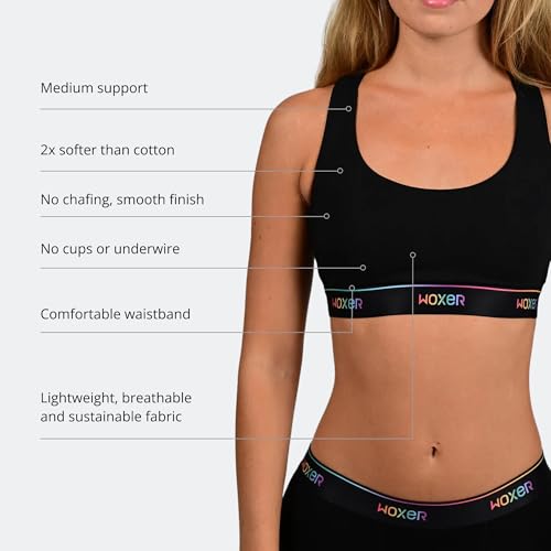 Image of Woxer Boss Bralette for Women - Wireless, Seamless Racerback - Modal Sports Bra, Lounge, Sleep Bralette, Wireless Bra