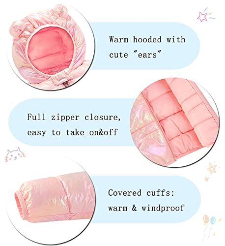 Unicomidea Toddler Winter Coats For Baby Girl With Hoods (Padded) Light Puffer Jacket Outdoor Travel Infant Zipper Warm Outerwear Cloth Snow Play 6-12 Months Pink Fall Baby Outwear thumb #4