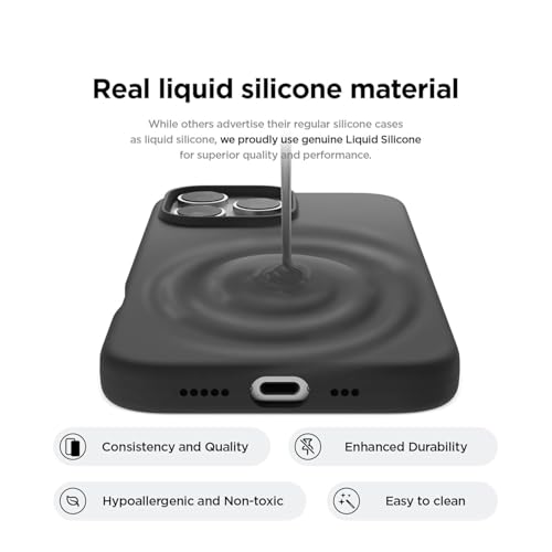 Image of AIBEX Premium Liquid Silicone Back Cover Case Compatible for iPhone 16 Pro | Shockproof, Drop and Camera Protection | Slim Phone Case, Anti-Scratch Soft Microfiber Lining - Black
