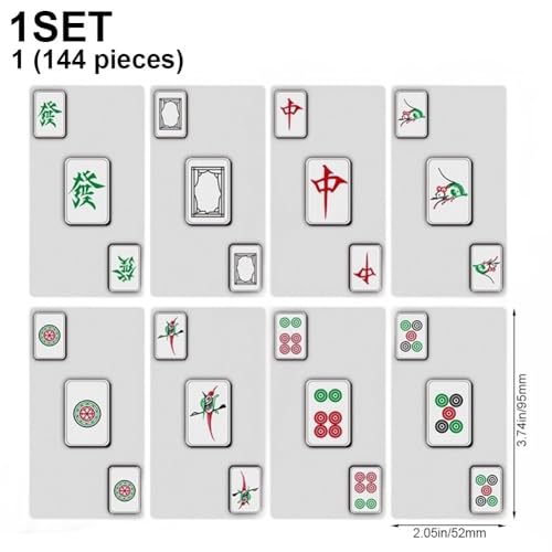 Juego de Cartas Mahjong Portátil con 144 Fichas miniatura 2