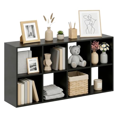 SageNest 8 Cube Storage Organizer Shelf Open Cube Bookshelf Reversible Bookcase Sturdy Modern Storage for Home Office Bedroom Living Room Deep Black