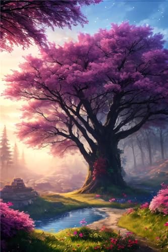 Diamond Painting Arbre Pourpre Strass Broderie Diamant 60x90