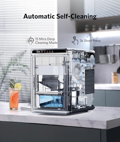 Image of Antarctic Star Clear Ice Cube Makers, 9 Pcs 1.6 inch Large Clear Ice Cubes /Hour, 24H Timer, Self-Cleaning, 5 Ice Cube Sizes for Cocktails, Whiskey & Bourbon, Perfect for Home bar, Kitchen & Party