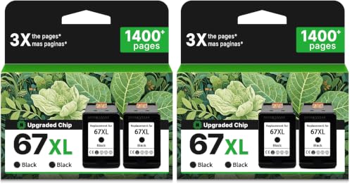 Image of 67XL Black Ink Cartridge for HP 67 XL Replacement for 4200 2852e 2855e 4100 (Pack of 2)