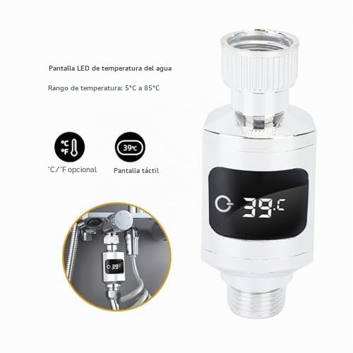 Haofy Termómetro de pantalla LED digital impermeable de acero inoxidable, termómetro de ducha, monitor de temperatura del agua del grifo con tuerca de 1/2 pulgada para el hogar, baño, bañera, cocina