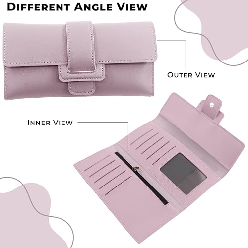 Image of Kraptick Women's Wallet -Stylish and Compact Purse Clutch Wallet for Women, Stylish Card Coin Holder, Debit Card Holder, Money Organizer and Travel Wallet for Women with 12 Slots (Light Purple)