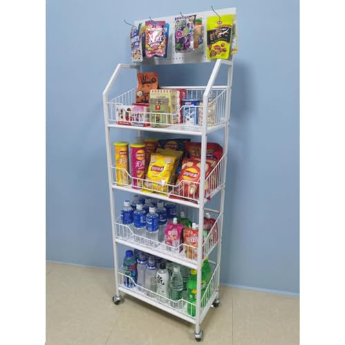 Étagère de supermarché pour snacks et garde-manger présentoir de cinéma blanc à paniers