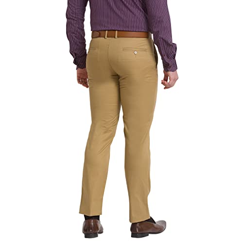 Image of Park Avenue Men Super Slim Fit Solid Pattern Cotton Spandex Blend Flat Front Formal Chinos