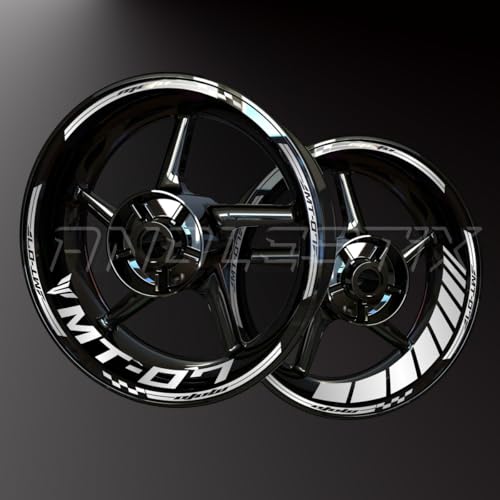 Réfléchissantes Stickers en Vinyle pour Bord de Jantes de Moto, Autocollants Stickers Kit pour YAMAHA MT07, Bandes Jantes Moto Complet pour 2 Roues Jantes de...