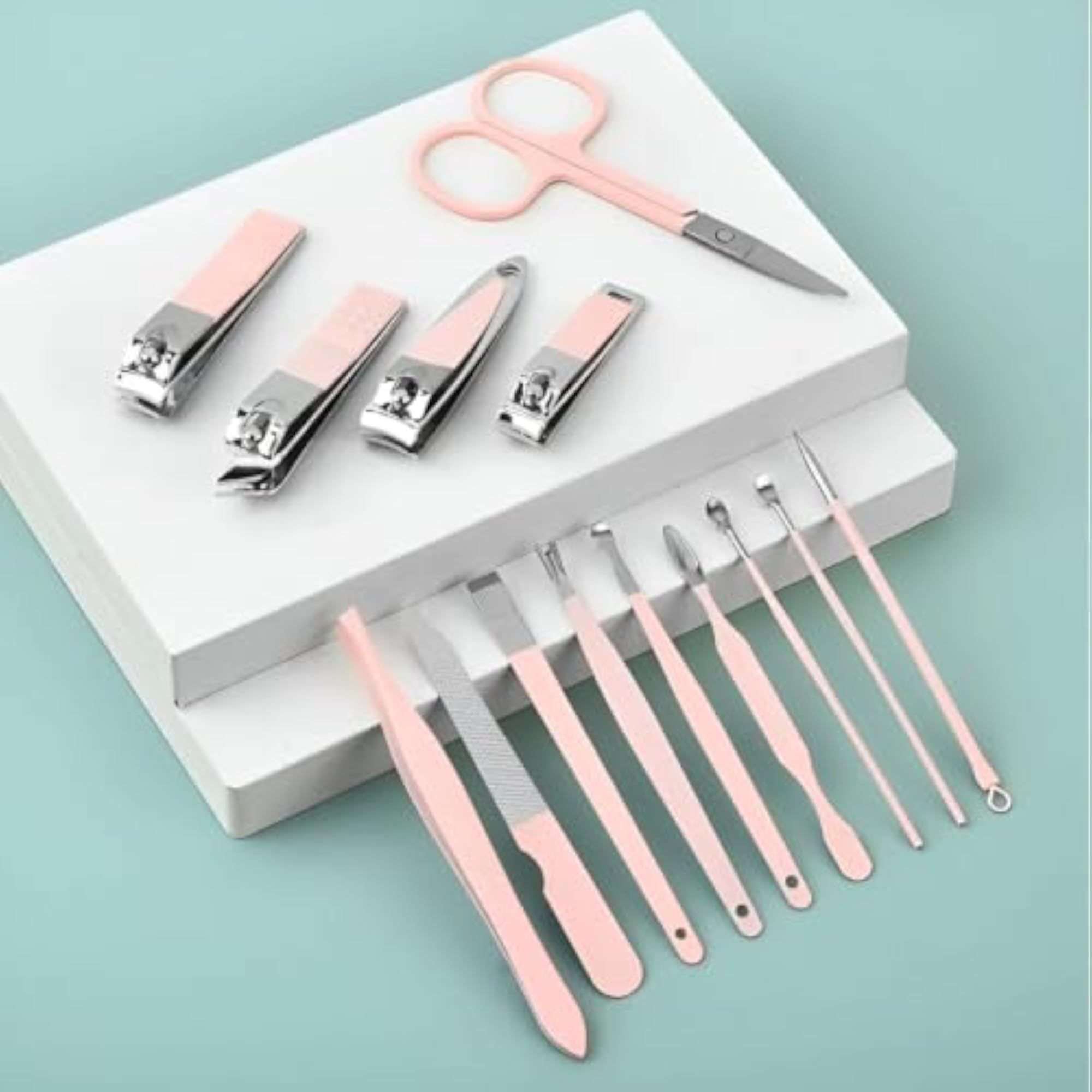 14-in-1 Pink Stainless Steel Nail Care Set