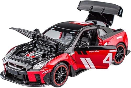 Image of 1:24 Scale Niss-aan Skyline Ares GTR R-35 Model Alloy Metal Pull Back Toy car for Kids with Openable Doors & Light, Music Toy Vehicle for Kids (Nissaan Skyline Ares GTR R-35 (Red))