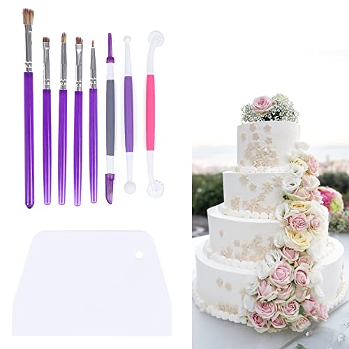 STCRERAG 8PCS Pinceles de Repostería, Herramientas para Decoración de Tartas con 1 Raspador de Pasteles, Pinceles de Pintura para Pasteles, Herramientas de Modelado para Tartas Galletas Tortitas