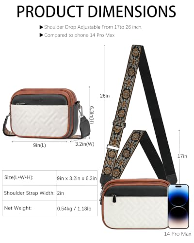 Image of Crossbody Bags for Women,Multi-Pocket Leather Crossbody Purse | RFID Blocking Pockets,Fits iPad,Adjustable Wide Strap,Quilted Exterior,8 Card Slots,Gift Ready